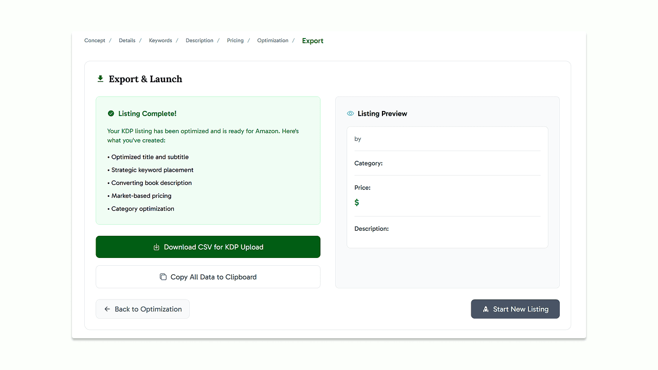 Export the listing one one click